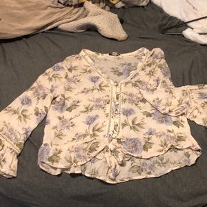 American Eagle M, long sleeve sheer blouse